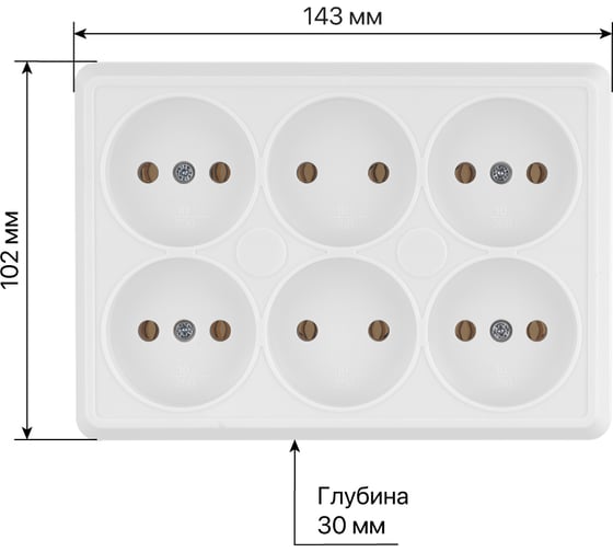 Розетка TDM ELECTRIC шестиместная, 2П, открытой установки, IP20, 10A, белая, Ладога SQ1801-0140