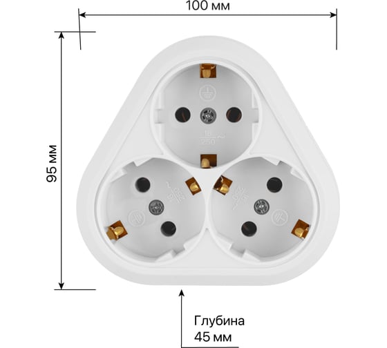 Розетка TDM ELECTRIC треугольная, 2П+3, открытой установки, IP20, 16A, белая, Ладога SQ1801-0138