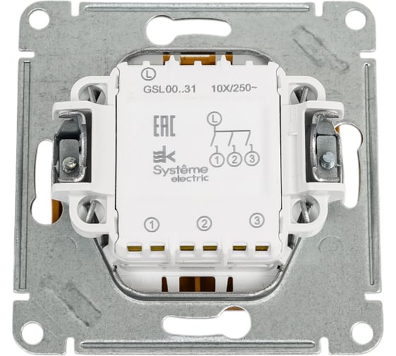 3-клавишный механизм выключателя Systeme Electric скрытой проводки Glossa 10А IP20 1+1+1 10AX дуб GSL000531