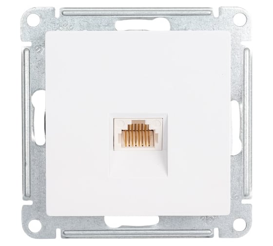 1-местный механизм телефонной розетки Systeme Electric скрытой проводки AtlasDesign RJ11 белый ATN000181 1