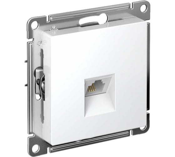 1-местный механизм телефонной розетки Systeme Electric скрытой проводки AtlasDesign RJ11 белый ATN000181 1