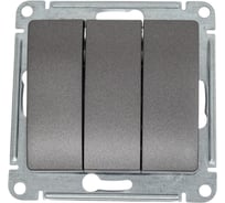 3-клавишный механизм выключателя Systeme Electric скрытой проводки Glossa 10А IP20 3 10AX графит GSL001331