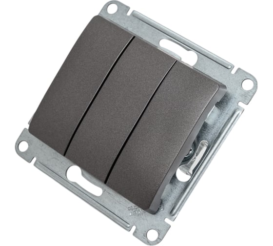 3-клавишный механизм выключателя Systeme Electric скрытой проводки Glossa 10А IP20 3 10AX графит GSL001331