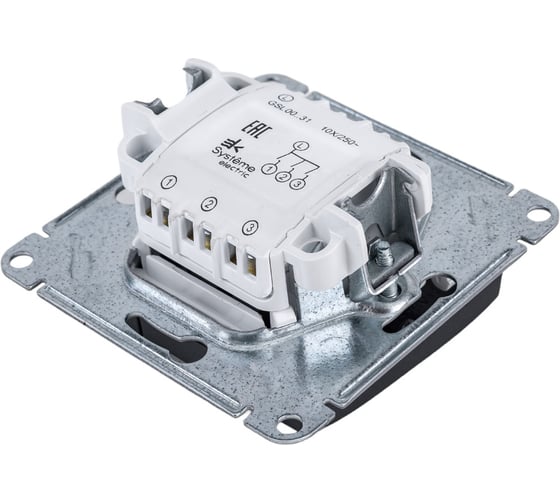 3-клавишный механизм выключателя Systeme Electric скрытой проводки Glossa 10А IP20 1+1+1 10AX антрацит GSL000731
