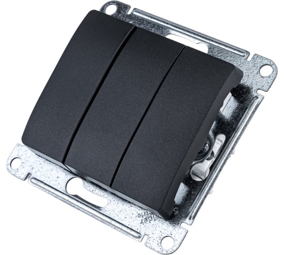 3-клавишный механизм выключателя Systeme Electric скрытой проводки Glossa 10А IP20 1+1+1 10AX антрацит GSL000731