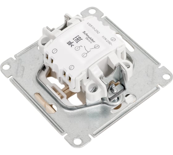 2-клавишный механизм выключателя Systeme Electric скрытой проводки W59 10А IP20 10AX слоновая кость VS510-252-2-86