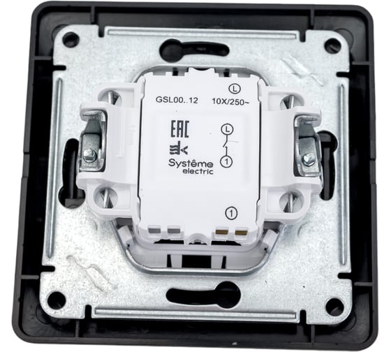 1-клавишный выключатель Systeme Electric скрытой проводки Glossa 10А IP20 1 10AX в сборе антрацит GSL000712