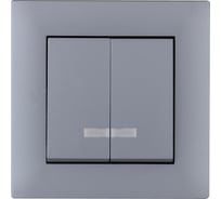 Выключатель MAKEL 2-клавишный СП KAREA RIZZ 10А IP20 с подсветкой сереб. 88065023