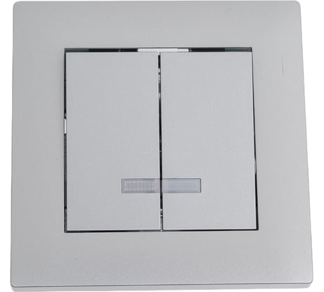 Выключатель MAKEL 2-клавишный СП KAREA RIZZ 10А IP20 с подсветкой сереб. 88065023