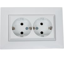 Розетка MAKEL 2-я с/з СП KAREA RIZZ 16А IP20 бел. 88001082