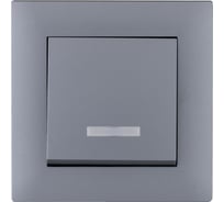 Выключатель MAKEL 1-клавишный СП KAREA RIZZ 10А IP20 с подсветкой сереб. 88065021