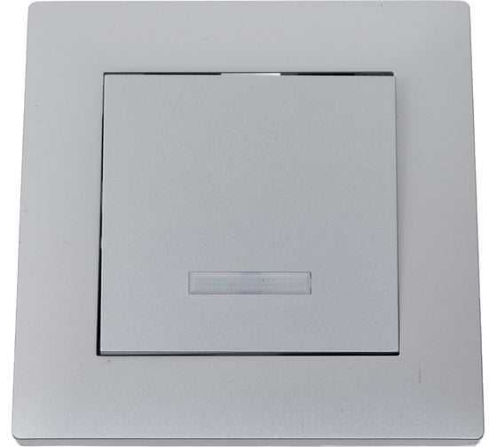 Выключатель MAKEL 1-клавишный СП KAREA RIZZ 10А IP20 с подсветкой сереб. 88065021 1