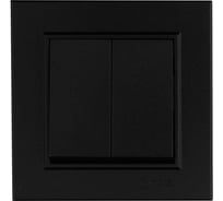 Выключатель 2-клавишный MAKEL Karea СП, 10А, IP20, черный 56054003