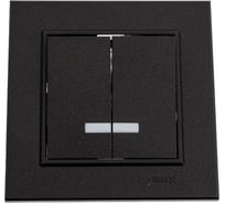 Выключатель 2-клавишный MAKEL Karea СП, 10А, IP20, с подсветкой, черный 56054023