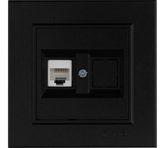 Розетка компютерная MAKEL Karea CAT5 + гнездо, СП, IP20, черный 56054035 1