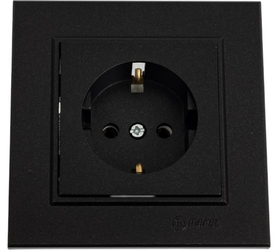 Розетка MAKEL Karea с заземлением, СП, 16А, IP20, черный 56054028 1