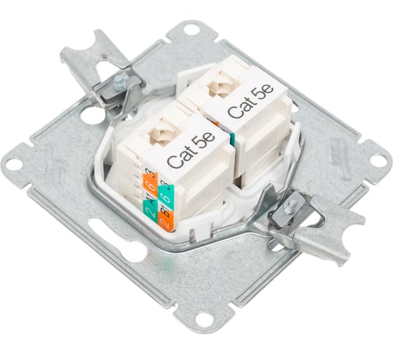 2-местный механизм компьютерной розетки Systeme Electric Glossa RJ45+RJ45 категории 5е алюминий GSL000385KK