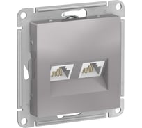2-местный механизм компьютерной розетки Systeme Electric AtlasDesign RJ45 + RJ45 категории 5e алюминий ATN000385