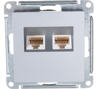 2-местный механизм компьютерной розетки Systeme Electric AtlasDesign RJ45 + RJ45 категории 5e алюминий ATN000385 18124873