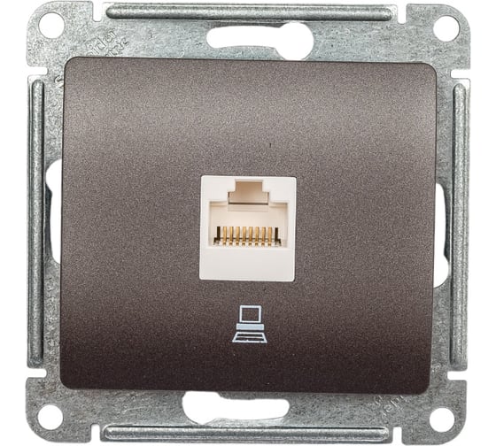1-местный механизм компьютерной розетки Systeme Electric Glossa RJ45 категории 5е графит GSL001381K