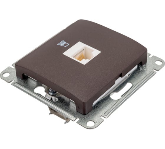 1-местный механизм компьютерной розетки Systeme Electric Glossa RJ45 категории 5е шоколад GSL000881K