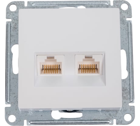 Розетка компьютерная двойная Systeme Electric AtlasDesign, RJ45 + RJ45, 5e, механизм, Жемчуг ATN000485