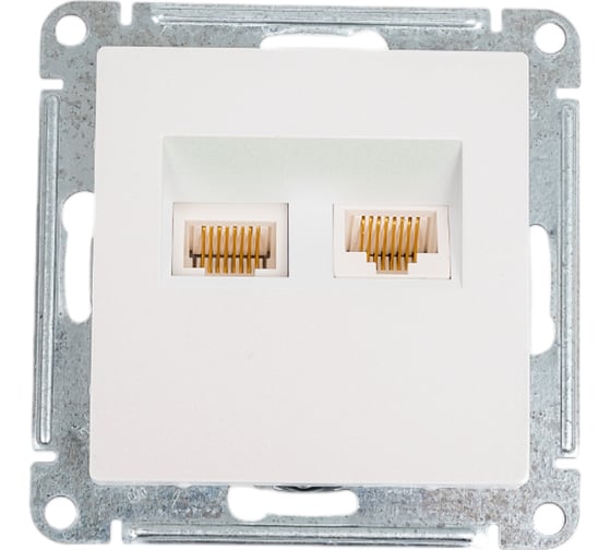 2-местный механизм компьютерной розетки Systeme Electric RJ45 AtlasDesign CAT.5e жемчужный ATN000485