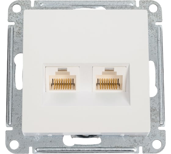 2-местный механизм компьютерной розетки Systeme Electric RJ45 AtlasDesign CAT.5e жемчужный ATN000485 1