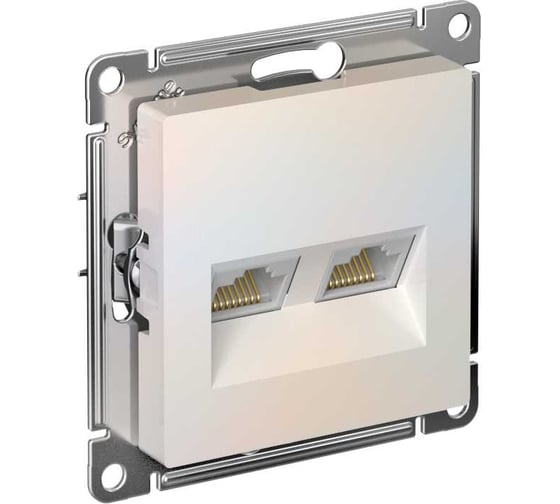 2-местный механизм компьютерной розетки Systeme Electric RJ45 AtlasDesign CAT.5e жемчужный ATN000485 1