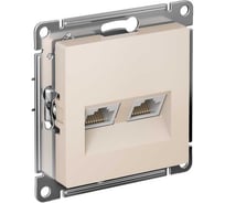 2-местный механизм розетки компьютерной Systeme Electric AtlasDesign RJ45 + RJ45 категории 5e бежевый ATN000285