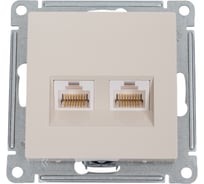 2-местный механизм розетки компьютерной Systeme Electric AtlasDesign RJ45 + RJ45 категории 5e бежевый ATN000285