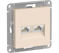 2-местный механизм розетки компьютерной Systeme Electric AtlasDesign RJ45 + RJ45 категории 5e бежевый ATN000285 18126679