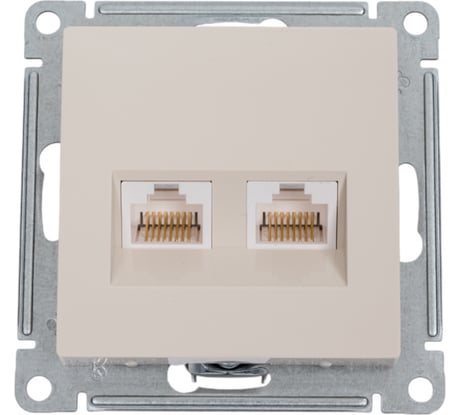 Розетка компьютерная двойная Systeme Electric AtlasDesign, RJ45 + RJ45, 5e, механизм, Бежевый ATN000285
