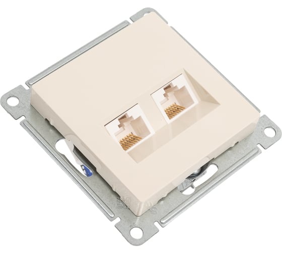 2-местный механизм розетки компьютерной Systeme Electric AtlasDesign RJ45 + RJ45 категории 5e бежевый ATN000285 1