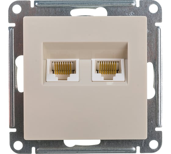 2-местный механизм розетки компьютерной Systeme Electric AtlasDesign RJ45 + RJ45 категории 5e бежевый ATN000285