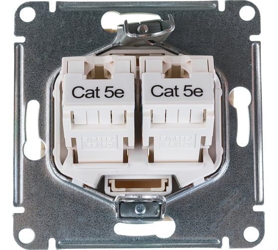 2-местный механизм розетки компьютерной Systeme Electric AtlasDesign RJ45 + RJ45 категории 5e бежевый ATN000285