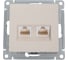 2-местный механизм розетки компьютерной Systeme Electric AtlasDesign RJ45 + RJ45 категории 5e бежевый ATN000285 1