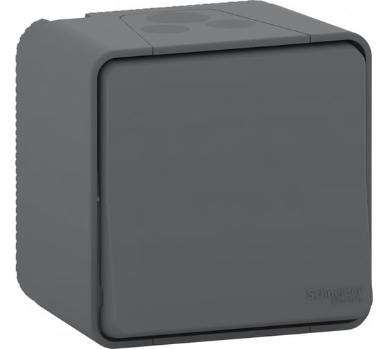 1-клавишный переключатель Systeme Electric открытой проводки Mureva Styl 10А IP55 6 в сборе антрацит MUR35021 1
