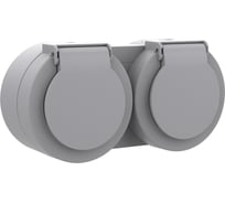 Блок OVIVO X-One розетка с заземлением с крышкой + розетка с заземлением с крышкой серый 406-240000-924