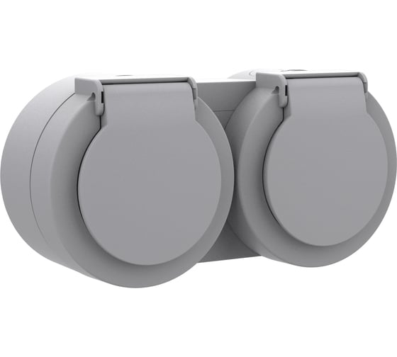 Блок OVIVO X-One розетка с заземлением с крышкой + розетка с заземлением с крышкой серый 406-240000-924