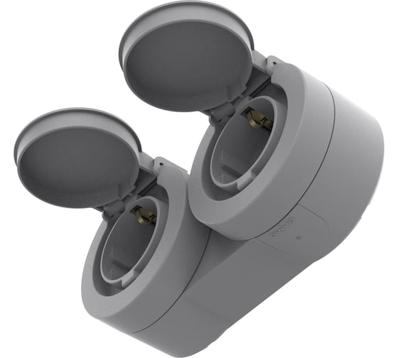 Блок OVIVO X-One розетка с заземлением с крышкой + розетка с заземлением с крышкой серый 406-240000-924