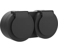 Блок OVIVO X-One розетка с заземлением с крышкой + розетка с заземлением с крышкой антрацит 406-250000-924