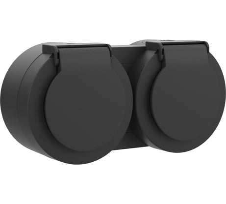 Блок OVIVO X-One розетка с заземлением с крышкой + розетка с заземлением с крышкой антрацит 406-250000-924