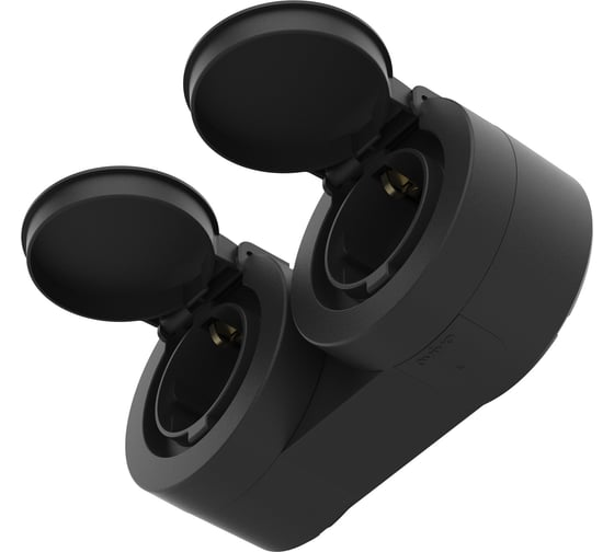Блок OVIVO X-One розетка с заземлением с крышкой + розетка с заземлением с крышкой антрацит 406-250000-924