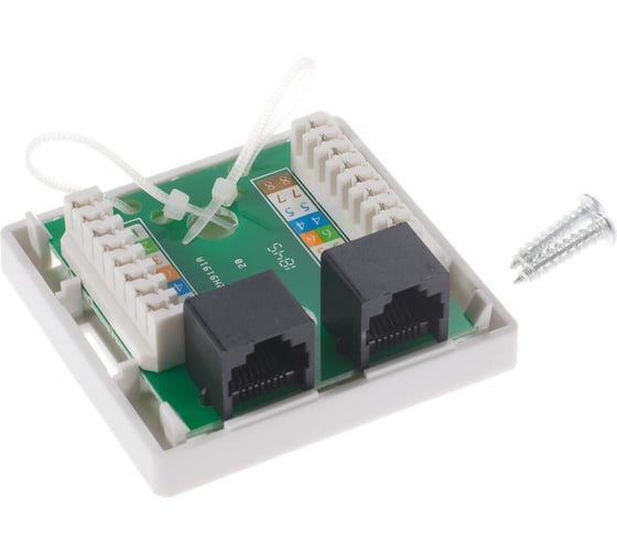 Компьютерная розетка Retic на 2 порта RJ-45, 8p8c, TWIST cat. 6, на плате 100 шт J-8P8C-C6-2P-TWCS/100