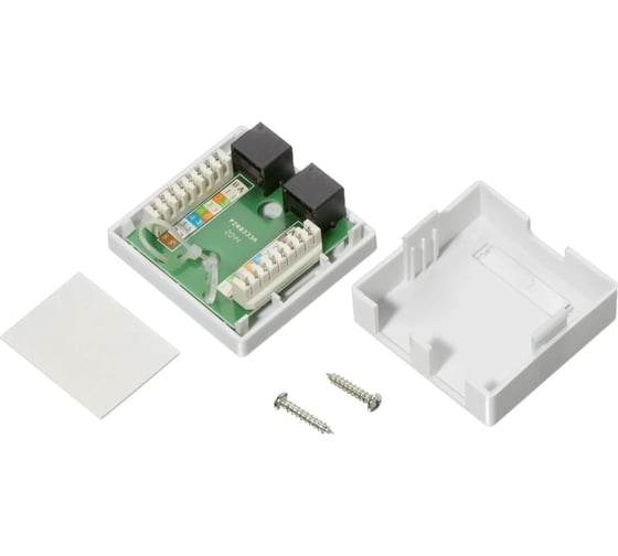 Компьютерная розетка Retic на 2 порта RJ-45 8p8c, cat. 5e, на плате 100 шт J-8P8C-C5E-2P-TWCS/100