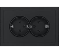 Розетка 2-ая Lezard ZIMA с заземлением, ПБТ, черный бархат, безвинтовой зажим/клемма 704-4200-127BQC