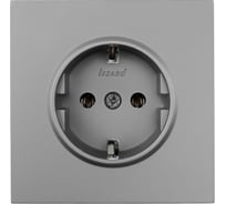Розетка Lezard ZIMA с заземлением, ПБТ, серый матовый, безвинтовой зажим/клемма 704-7488-122BQC