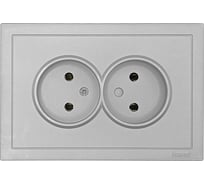 Розетка 2-ая Lezard ZIMA без заземления, ПБТ, серый матовый, безвинтовой зажим/клемма 704-7400-128BQC