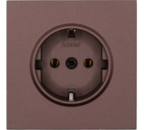 Розетка Lezard ZIMA с заземлением, ПБТ, шоколад, безвинтовой зажим/клемма 704-7388-122BQC